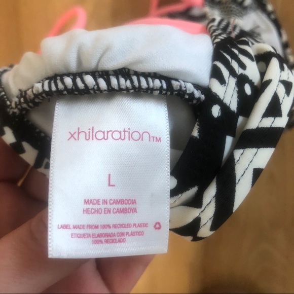 Xhiliration Geometric Print Halter Swim Top - Picture 3 of 12